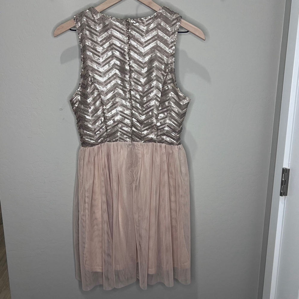 Dress Short Formal Sequin Rose Gold Tulle Pink Dance Party Gown Hoco Holiday - Picture 3 of 13